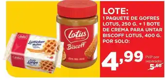 Alimerka Lote: 1 paquete de gofres lotus + 1 bote de crema para untar biscoff lotus oferta