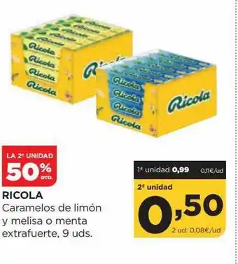 Alimerka La 2a unidad 50% dto ricola caramelos de limón y melisa o menta extrafuerte oferta