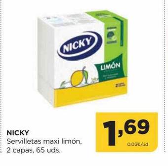 Alimerka Nicky servilletas maxi limón 2 capas oferta
