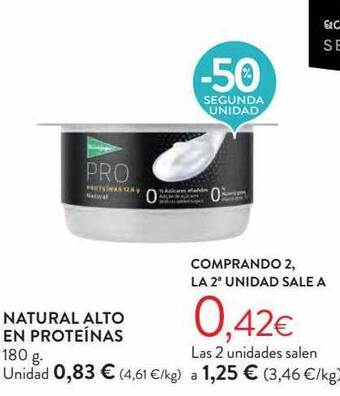 Hipercor -50% segunda unidad natural alto en proteínas oferta