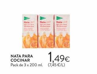 Hipercor Nata para cocinar oferta