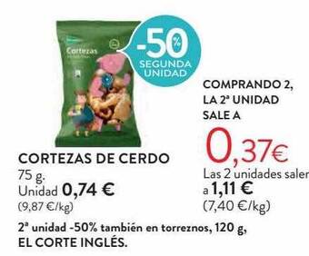 Hipercor -50% segunda unidad cortezas de cerdo oferta