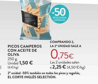 Hipercor -50% segunda unidad picos camperos con aceite de oliva oferta