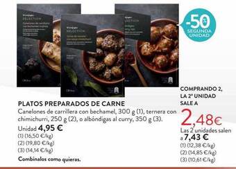 Hipercor -50% segunda unidad platos preparados de carne oferta