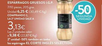 Hipercor -50% segunda unidad espárragos gruesos i.g.p. oferta