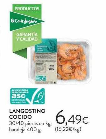 Hipercor Langostino cocido oferta