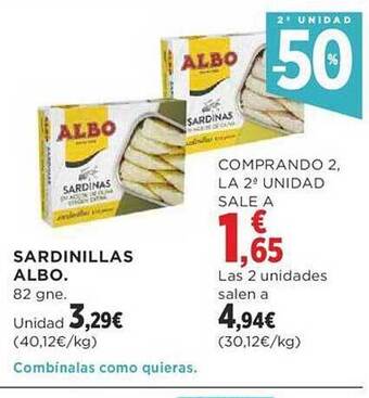 Supercor 2a unidad -50% sardinillas albo oferta