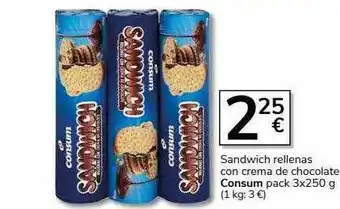 Supermercados Charter Sandwich rellenas con crema de chocolate consum oferta