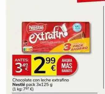 Supermercados Charter Chocolate con leche extrafino nestlé oferta