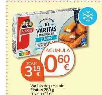 Supermercados Charter Varitas de pescado findus oferta
