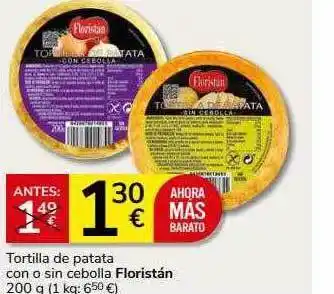 Supermercados Charter Tortilla de patata con o sin cebolla floristán oferta