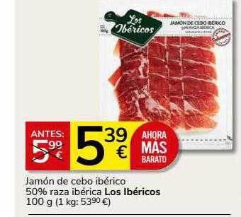 Supermercados Charter Jamón de cebo ibérico 50% raza ibérica los ibéricos oferta