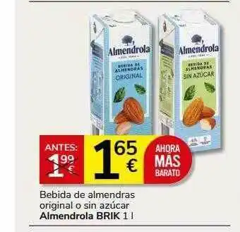 Supermercados Charter Bebida de almendras original o sin azúcar almendrola oferta