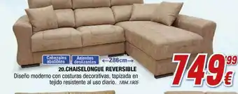 Rapimueble Chaiselongue reversible diseño moderno con costuras decorativas, tapizada en tejido resistente al uso diario oferta