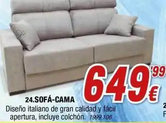 Rapimueble Sofá-cama diseño italiano de gran calidad y fácil apertura, incluye colchón oferta