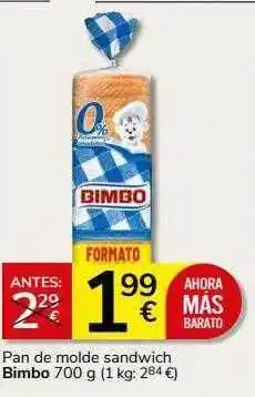 Supermercados Charter Pan de molde sandwich bimbo oferta