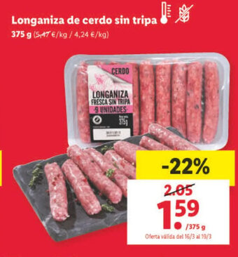 Lidl Longaniza de Cerdo Sin Tripa oferta