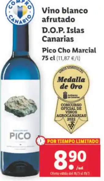 Lidl Vino Blanco Afrutado D.O.P. Islas Canarias oferta
