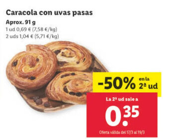 Lidl Caracola Con Uvas Pasas oferta