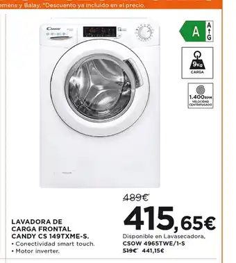 Hipercor Lavadora De Carga Frontal Candy CS 149TXME-S oferta