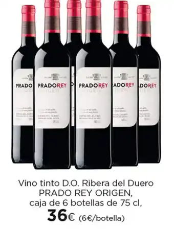 Hipercor Vino tinto D.O Ribera del duero prado Rey origen Caja de 6 botellas de 75cl oferta