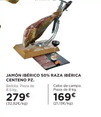 Hipercor Jamón iberico 50% raza iberica centeno oferta