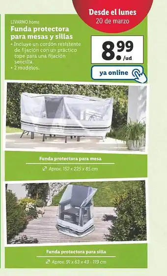 Lidl Livarno home funda protectora para mesas y sillas oferta