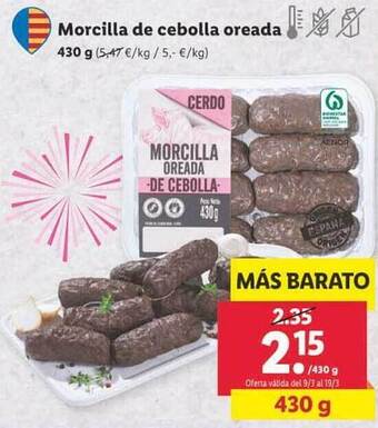 Lidl Morcilla de cebolla oreada oferta
