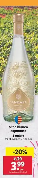 Lidl Vino blanco espumoso sandara oferta