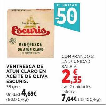 El Corte Inglés 2a unidad -50% ventresca de atún claro en aceite de oliva escuris oferta