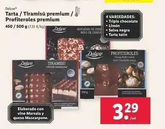Lidl Deluxe tarta tiramisú premium profiteroles premium oferta