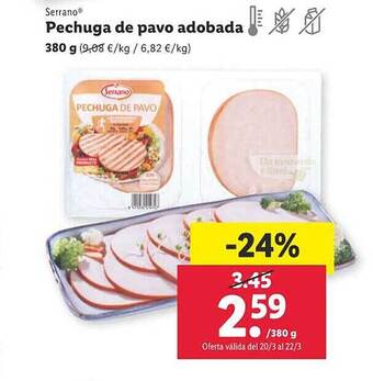 Lidl Serrano pechuga de pavo adobada oferta