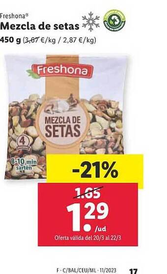 Lidl Freshona mezcla de setas oferta
