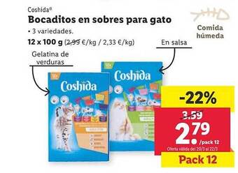 Lidl Coshida bocaditos en sobres para gato oferta