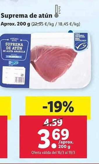Lidl Suprema de atún oferta