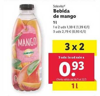 Lidl Solevita bebida de mango oferta