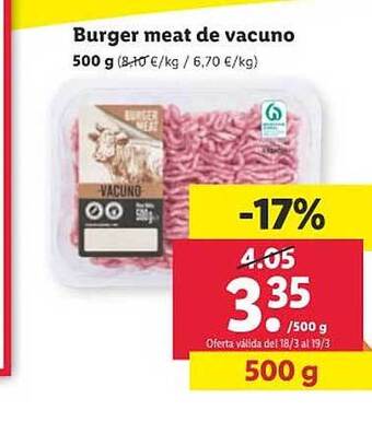 Lidl Burger meat de vacuno oferta