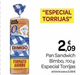 Supermercados El Jamón Pan sandwich bimbo especial torrijas oferta