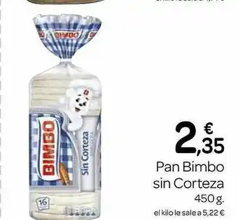 Supermercados El Jamón Pan bimbo sin corteza oferta