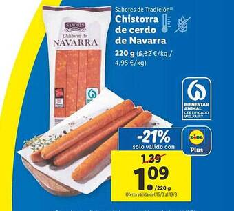 Lidl Sabores de tradicion chistorra de cerdo de navarra oferta