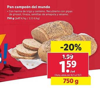 Lidl Pan campeón del mundo oferta