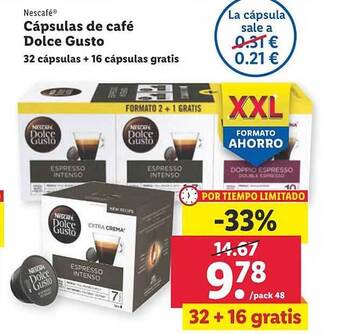 Lidl Nescafé cápsulas de café dolce gusto oferta
