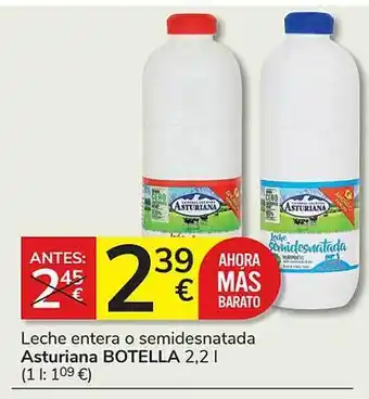 Consum Leche entera o semidesnatada asturiana botella oferta