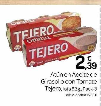 Supermercados El Jamón Atún en aceite de girasol o con tomate tejero oferta