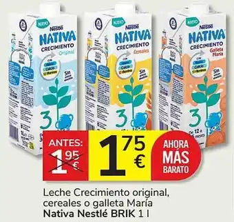 Consum Leche crecimiento original, cereales o galleta maría nativa nestlé brik oferta