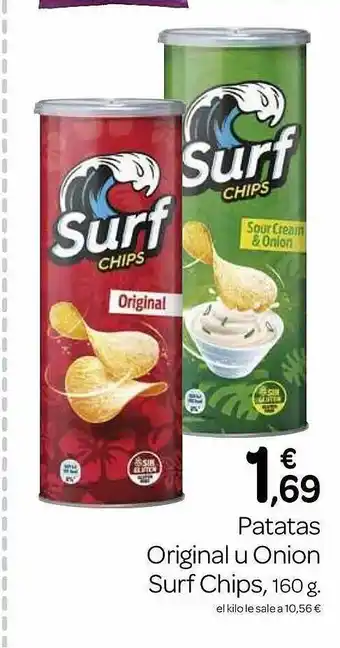 Supermercados El Jamón Patatas original u onion surf chips oferta
