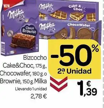Supermercados El Jamón -50% 2a unidad bizcocho cake&choc chocowafer oferta