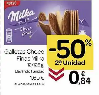 Supermercados El Jamón -50% 2a unidad galletas choco finas milka oferta