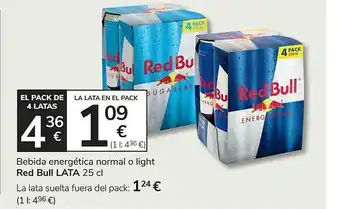 Consum Bebida energética normal o light red bull oferta