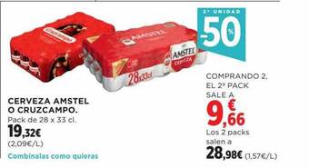 El Corte Inglés Cerveza amstel o cruzcampo oferta